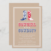 Cowboy Boots Gender-Aufklärung Party Einladungen (Vorne/Hinten)