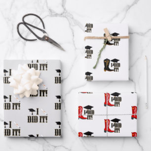 Cowboy Boots Grad Cap und Diploma Abschluss Geschenkpapier Set