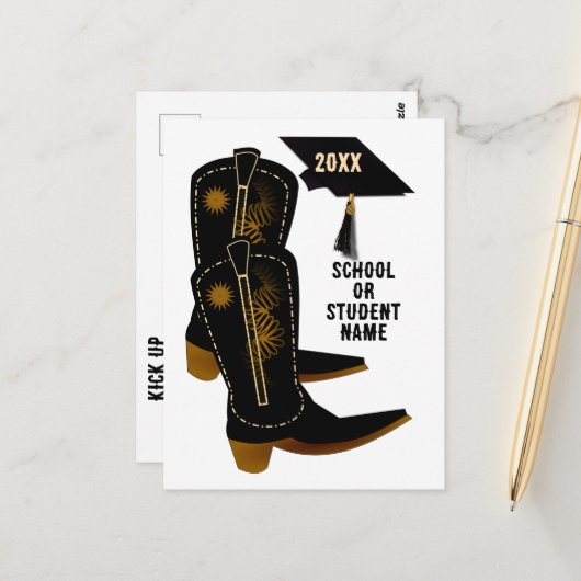  Cowboy Boots Graduation Postkarte (Vorderseite/Rückseite Beispiel)
