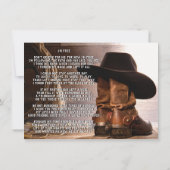 Cowboy Boots Hat-Beerdigung Einladung (Rückseite)