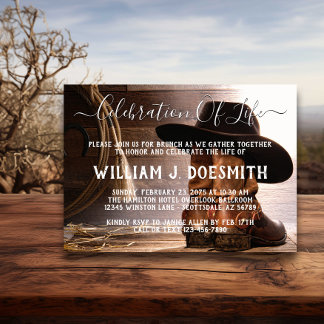 Cowboy Boots Hat-Beerdigung Einladung