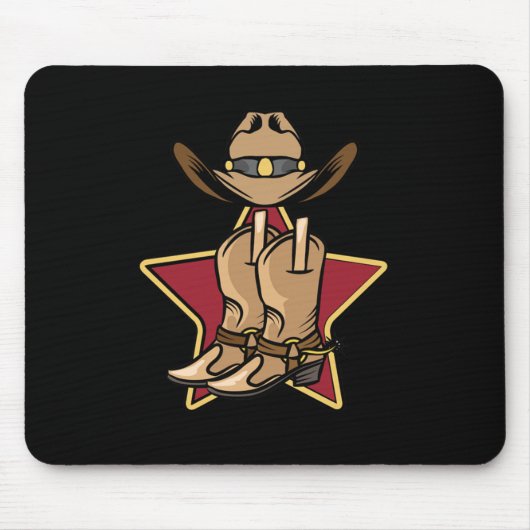 Cowboy Boots Hat Line Tanz Country Music Geschenk Mousepad (Vorne)