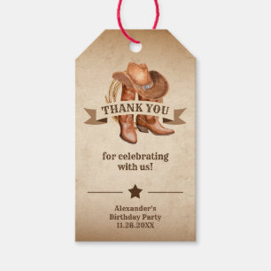 Cowboy Boots, Hat und Lasso Geschenkanhänger