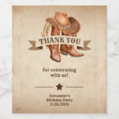 Cowboy Boots, Hat und Lasso Weinetikett (Einzelnes Label)