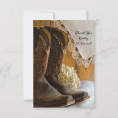 Cowboy Boots Lace Western Hochzeit Danke Notizen (Vorderseite)
