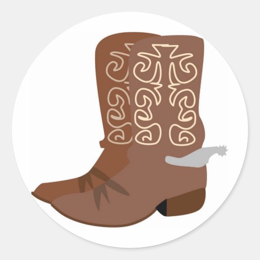 Cowboy Boots mit Spurs Runder Aufkleber (Vorderseite)