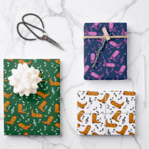 Cowboy Boots Musiknoten Geschenkpapier Set