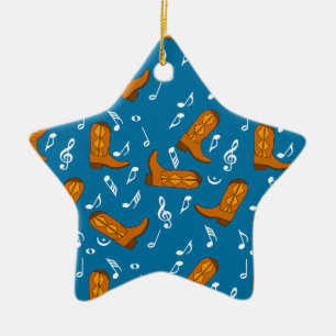 Cowboy Boots Musiknoten Keramik Ornament