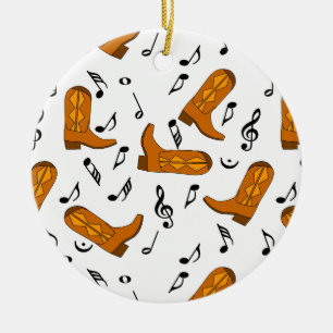 Cowboy Boots Musiknoten Keramik Ornament