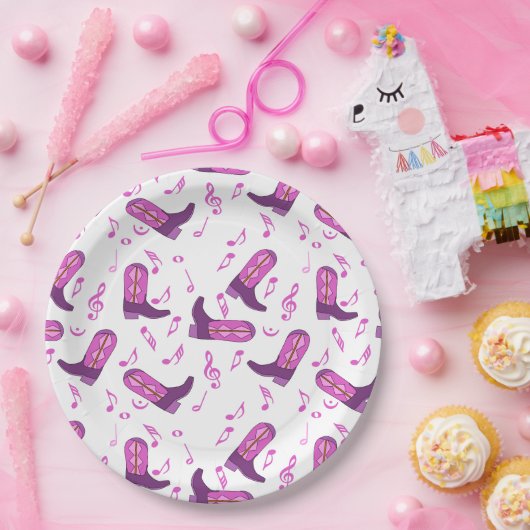 Cowboy Boots Musiknoten Pappteller (Party)