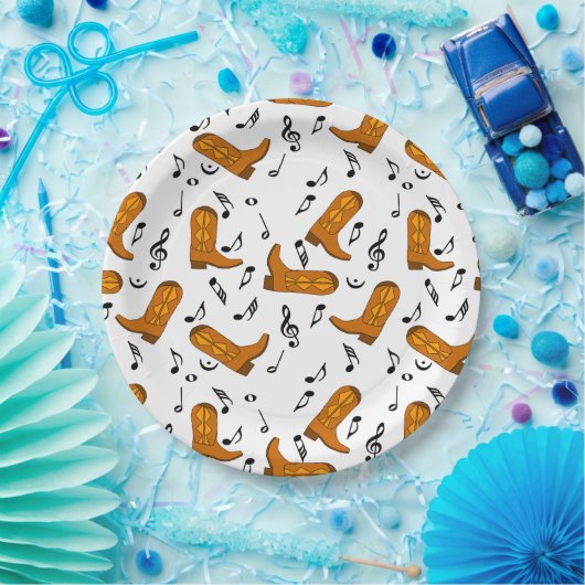 Cowboy Boots Musiknoten Pappteller (Party)