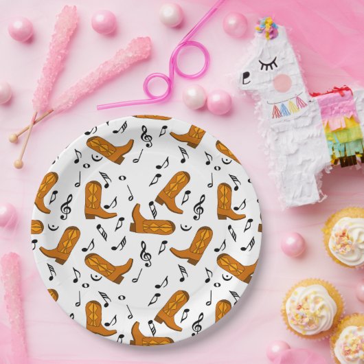 Cowboy Boots Musiknoten Pappteller (Party)