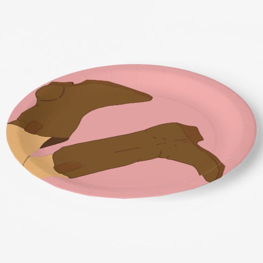 Cowboy Boots Pappteller (Schrägansicht)