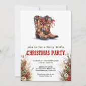 Cowboy Boots Red Green Christmas Invitation Einladung (Vorderseite)