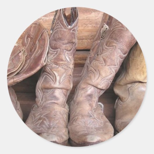 Cowboy Boots Runder Aufkleber (Vorderseite)