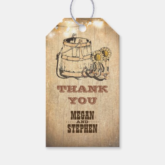 Cowboy Boots Rustic Country Wedding Geschenkanhänger (Vorderseite)