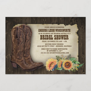 Cowboy Boots Sonnenblumen Bridal Dusche Einladunge Einladung