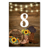 Cowboy Boots Sonnenblumen Country Western Hochzeit Tischnummer (Vorderseite)