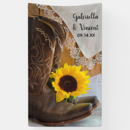 Cowboy Boots, Sonnenblumen und Spitzen-Western Hoc Banner
