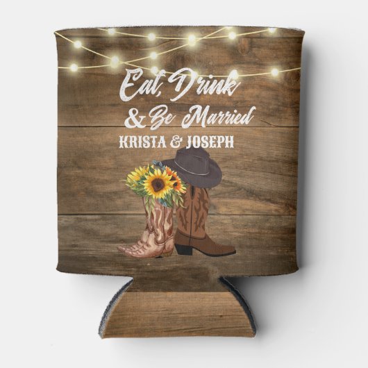 Cowboy Boots Sonnenblumen Western Hochzeit Dosenkühler (Vorderseite)