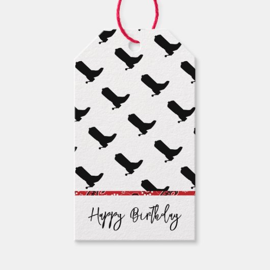 Cowboy Boots Spurs Silhouette Bandana Western Text Geschenkanhänger (Vorderseite)