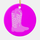 Cowboy Boots Stars Pink Keramik Ornament (Vorne)