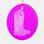 Cowboy Boots Stars Pink Keramik Ornament (Links)
