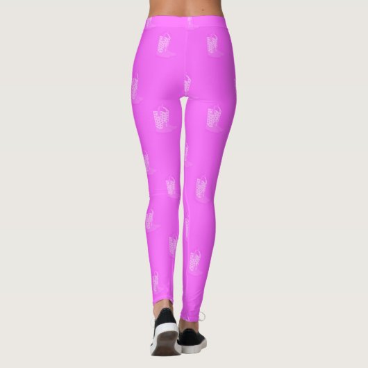 Cowboy Boots Stars Pink Pattern Leggings (Rückseite)