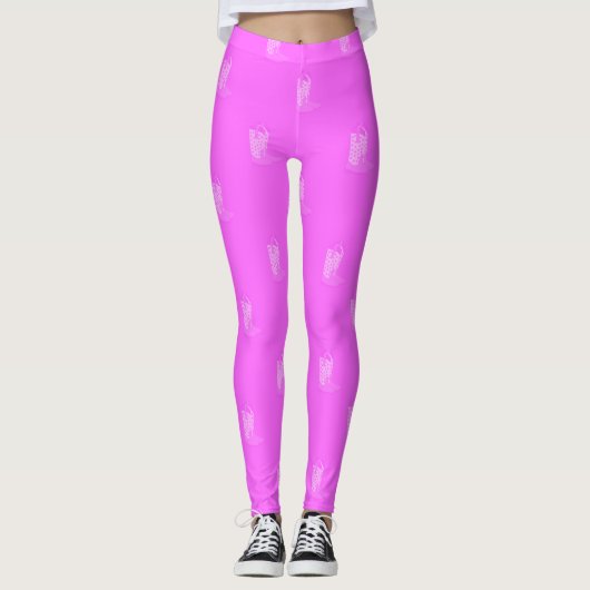 Cowboy Boots Stars Pink Pattern Leggings (Vorderseite)