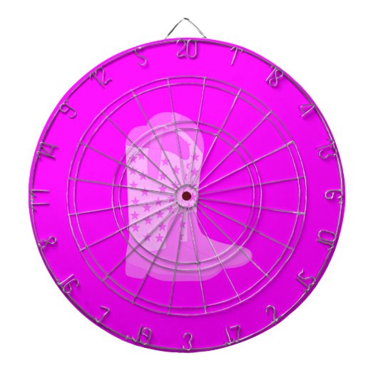 Cowboy Boots Stars Rosa Hintergrund Dartscheibe (vorne)