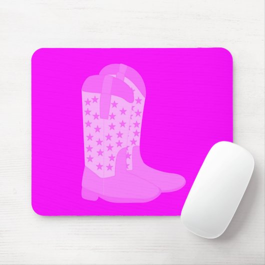 Cowboy Boots Stars Rosa Hintergrund Mousepad (Mit Mouse)