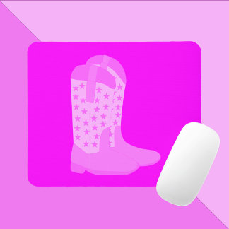 Cowboy Boots Stars Rosa Hintergrund Mousepad