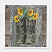 Cowboy Boots Sunflowers Rustic Barboard Serviette (Vorderseite)