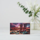 Cowboy Boots, Türkisschmuck in der Wüste (Braun) Visitenkarte (Stehend Vorderseite)