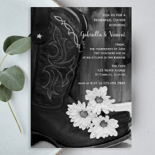 Cowboy Boots und Daisies Hochzeitessen Probe Einladung