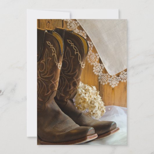 Cowboy Boots und Lace Country Western Hochzeit Einladung (Vorderseite)