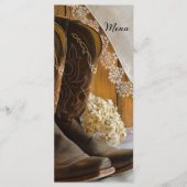 Cowboy Boots und Lace Country Western Hochzeitsmen Menükarte (Vorderseite)
