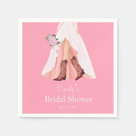 Cowboy Boots & Wedding Dress Brautparty Serviette (Vorderseite)
