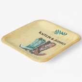 Cowboy Boots Wedding 🤠 Rustic Western Monogram Pappteller (Gewinkelt)