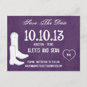 Cowboy Boots Wedding Save the Date Postcard Ankündigungspostkarte