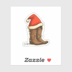 Cowboy Boots Weihnachts-Western Weihnachtsmannmütz Aufkleber
