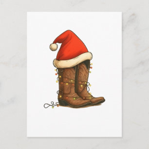 Cowboy Boots Weihnachts-Western Weihnachtsmannmütz Feiertagspostkarte