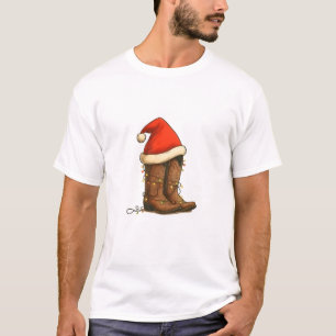 Cowboy Boots Weihnachts-Western Weihnachtsmannmütz T-Shirt