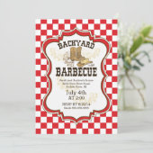 Cowboy Boots Western Gartengrill Einladung (Stehend Vorderseite)