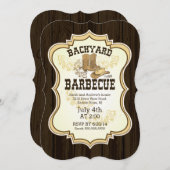 Cowboy Boots Western Gartengrill Einladung (Vorne/Hinten)