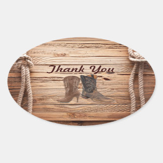 Cowboy Boots Western Land Wedding danke Ovaler Aufkleber