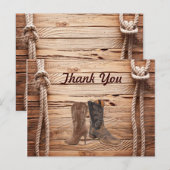 Cowboy Boots Western Land Wedding danke Postkarte (Vorne/Hinten)