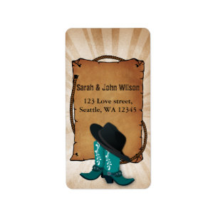 Cowboy Boots Western Theme Address Adressaufkleber