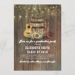 Cowboy Boots Wine Barrel Country Graduation Party Einladung