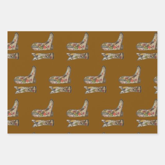 Cowboy boots Wrapping Paper Flat Sheet Set of 3 Geschenkpapier Set (Vorderseite 2)